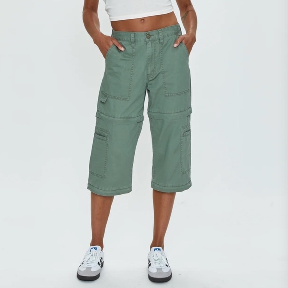 PISTOLA Cargo Aiden Zip Off Pants * Shorts * Capris GREEN size 28 - Picture 3 of 9